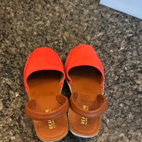 Kenneth Cole Reaction Red Orange rafia Wedge Espadrilles NIB 7.5 - Picture 10 of 11